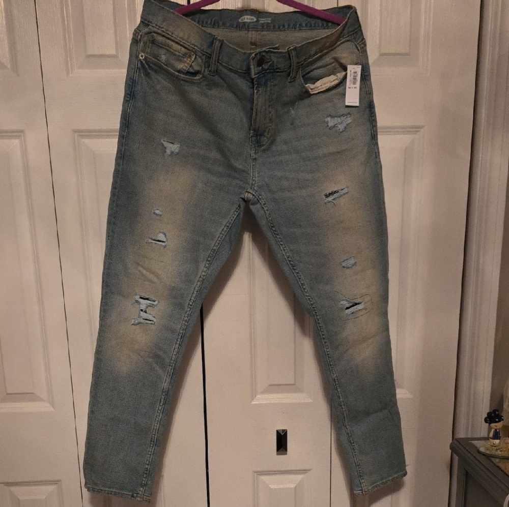 Old Navy Blue Skinny Jeans Distressed Vintage-Inspired